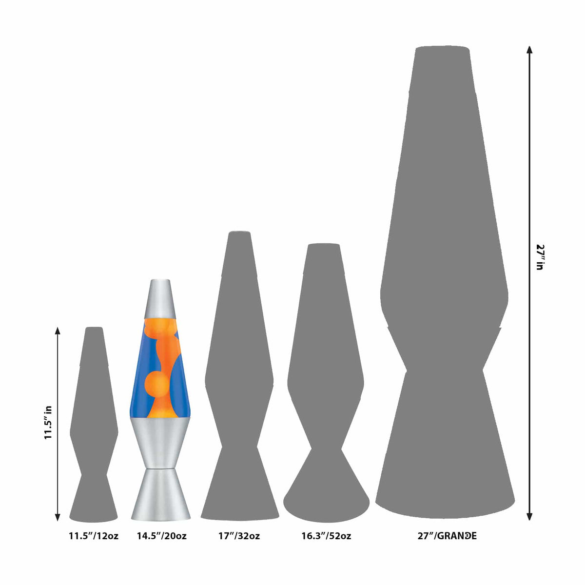 14.5” LAVA LAMP – ORANGE/BLUE/SILVER - US 6997