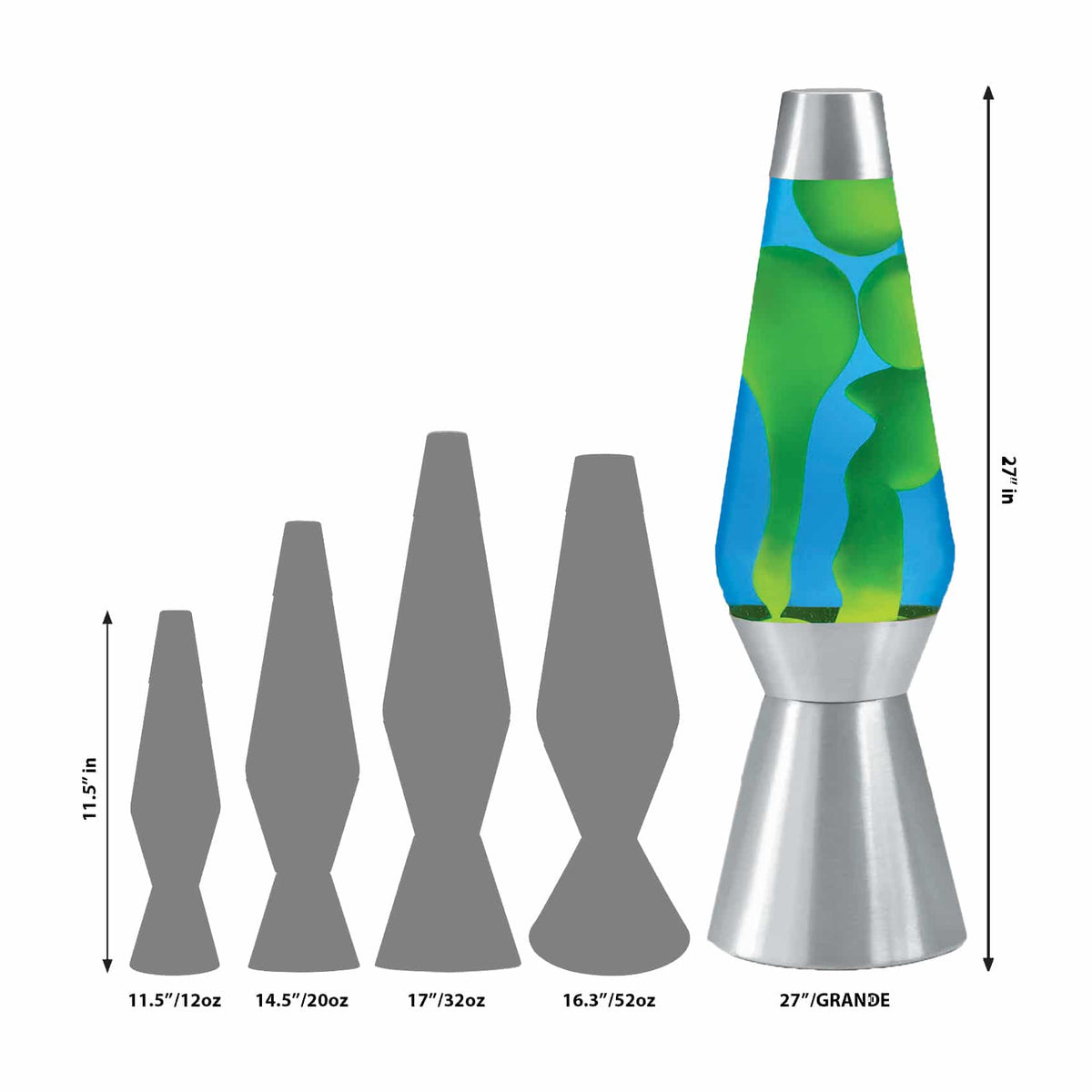 27″ LAVA LAMP GRANDE – YELLOW/BLUE/SILVER - US 0699