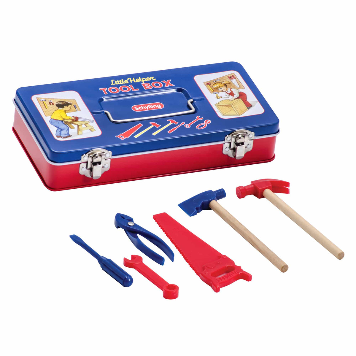 TIN TOOL BOX WITH TOOLS - US 6928